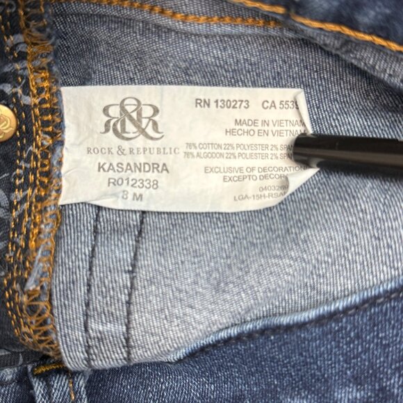 Rock & Republic Kasandra Bootcut Jeans Womens 8 Blue Denim Stretch Mid Rise - Picture 4 of 8